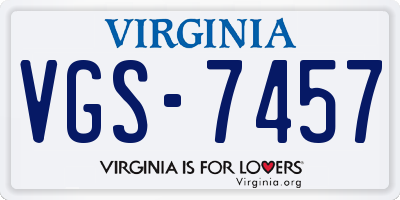 VA license plate VGS7457