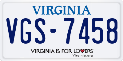 VA license plate VGS7458