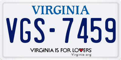VA license plate VGS7459