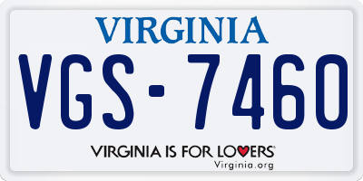 VA license plate VGS7460