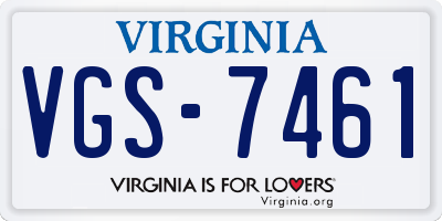 VA license plate VGS7461