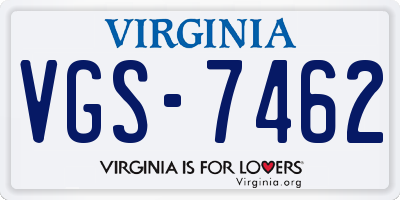 VA license plate VGS7462