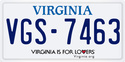 VA license plate VGS7463