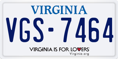 VA license plate VGS7464
