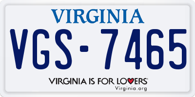 VA license plate VGS7465