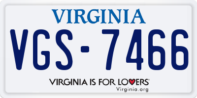 VA license plate VGS7466