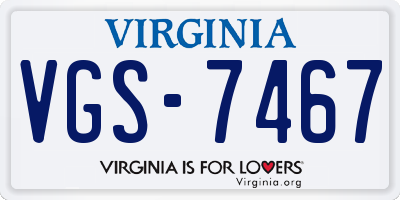 VA license plate VGS7467