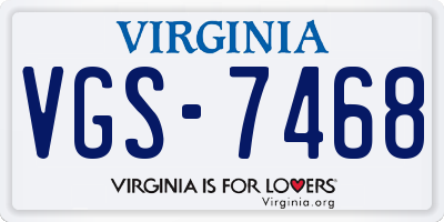 VA license plate VGS7468