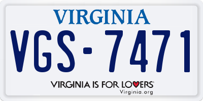 VA license plate VGS7471