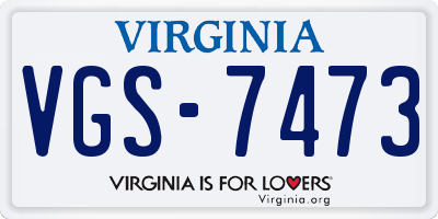 VA license plate VGS7473