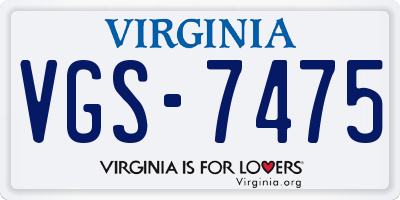 VA license plate VGS7475
