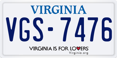 VA license plate VGS7476