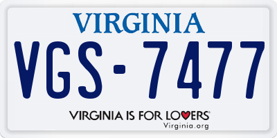 VA license plate VGS7477