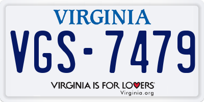 VA license plate VGS7479