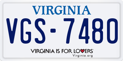 VA license plate VGS7480