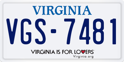 VA license plate VGS7481