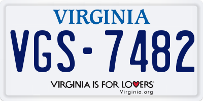 VA license plate VGS7482