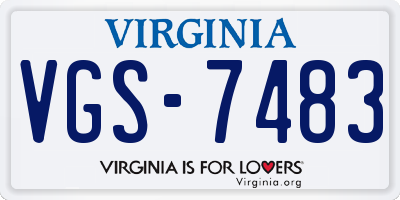 VA license plate VGS7483