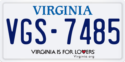 VA license plate VGS7485