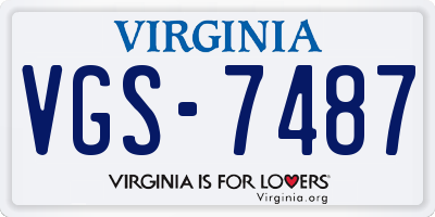 VA license plate VGS7487