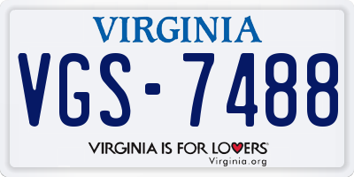VA license plate VGS7488