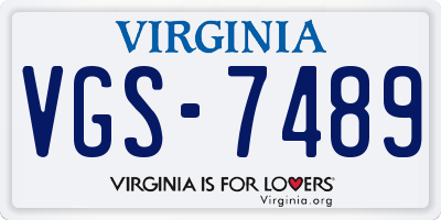 VA license plate VGS7489