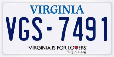 VA license plate VGS7491