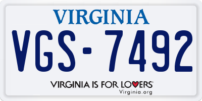 VA license plate VGS7492