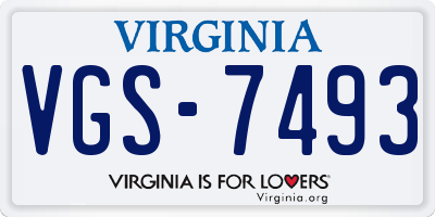 VA license plate VGS7493