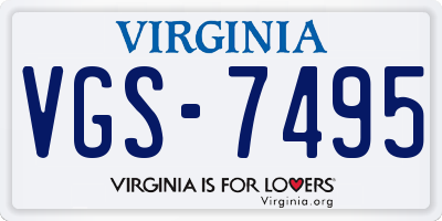 VA license plate VGS7495