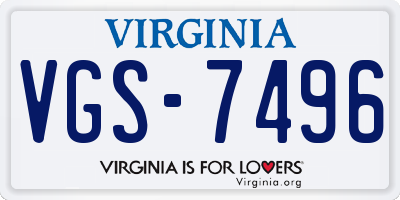 VA license plate VGS7496