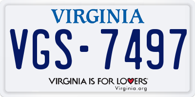 VA license plate VGS7497