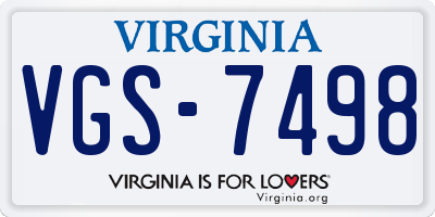 VA license plate VGS7498
