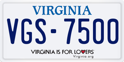 VA license plate VGS7500