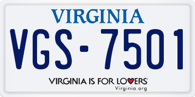 VA license plate VGS7501