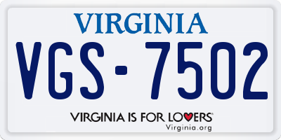 VA license plate VGS7502
