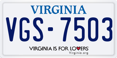 VA license plate VGS7503