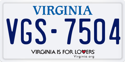 VA license plate VGS7504