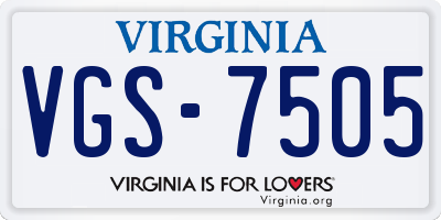 VA license plate VGS7505