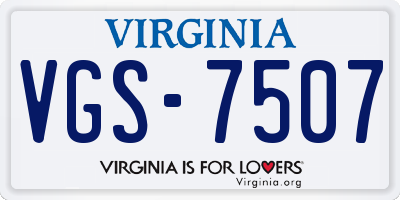 VA license plate VGS7507