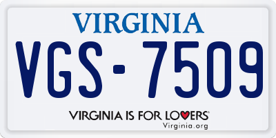 VA license plate VGS7509