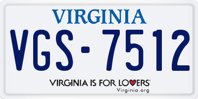 VA license plate VGS7512
