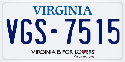 VA license plate VGS7515