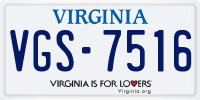 VA license plate VGS7516