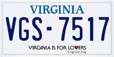 VA license plate VGS7517