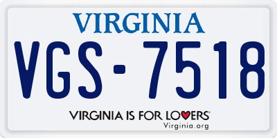 VA license plate VGS7518