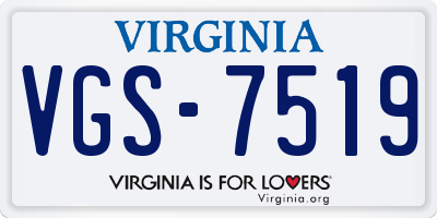 VA license plate VGS7519