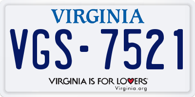 VA license plate VGS7521