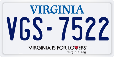 VA license plate VGS7522