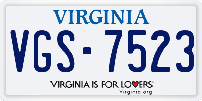 VA license plate VGS7523